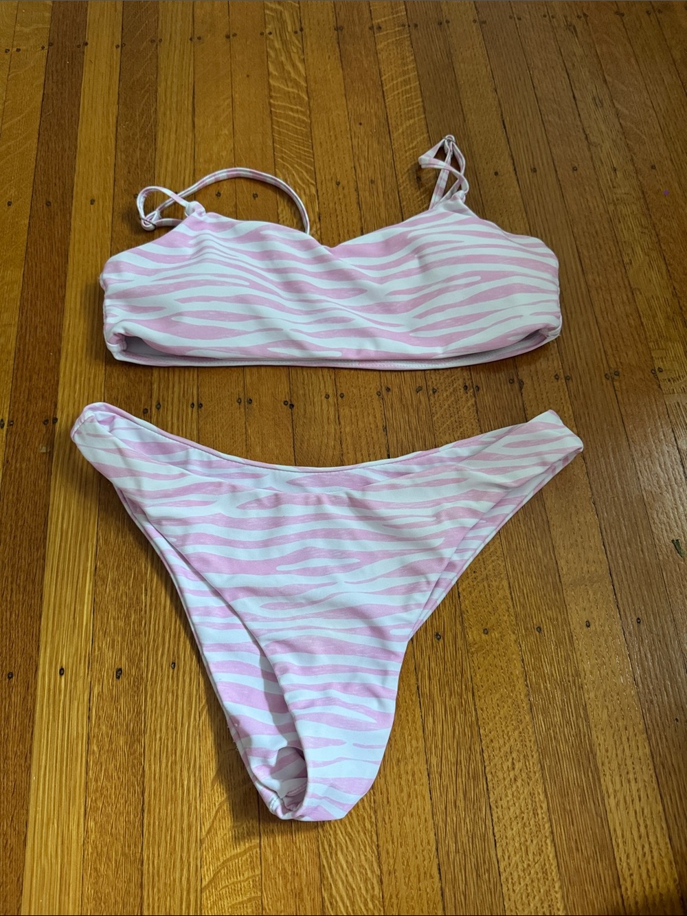 Pink and White Zebra Print Bikini Set